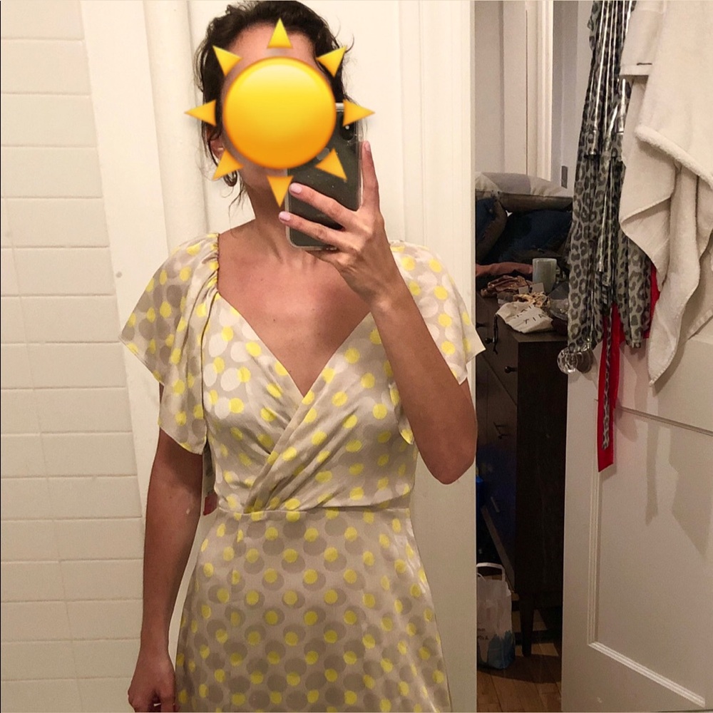 Zara Neon Yellow Polka Dot Dress